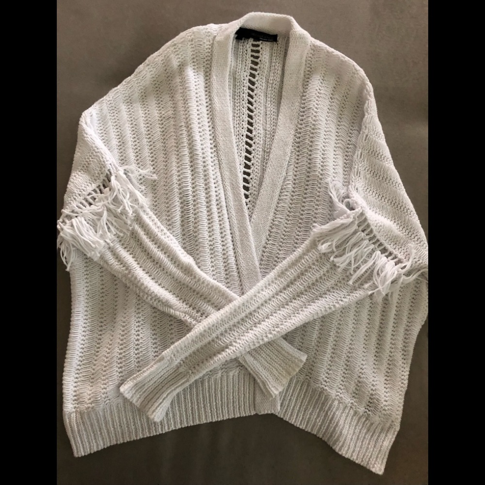 360 Sweater White open weave cardigan